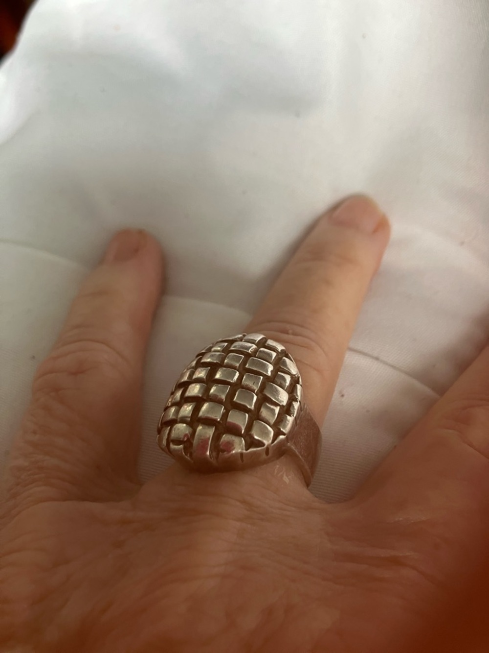 Sterling Silver Textured Dome Statement Ring - Silver